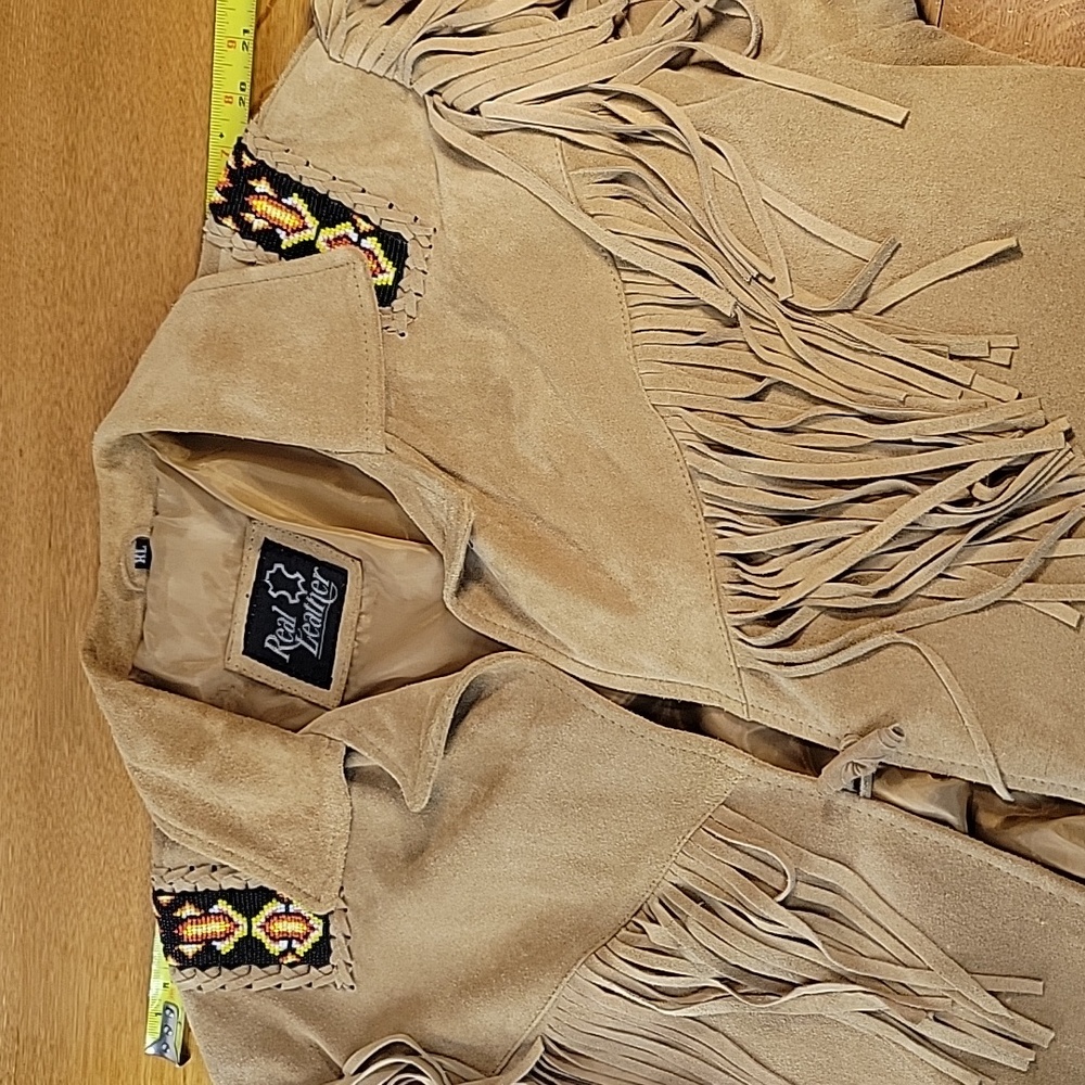 Western Fringed And Beaded Jacket By Real Leather Women's Size XL - Picture 13 of 15